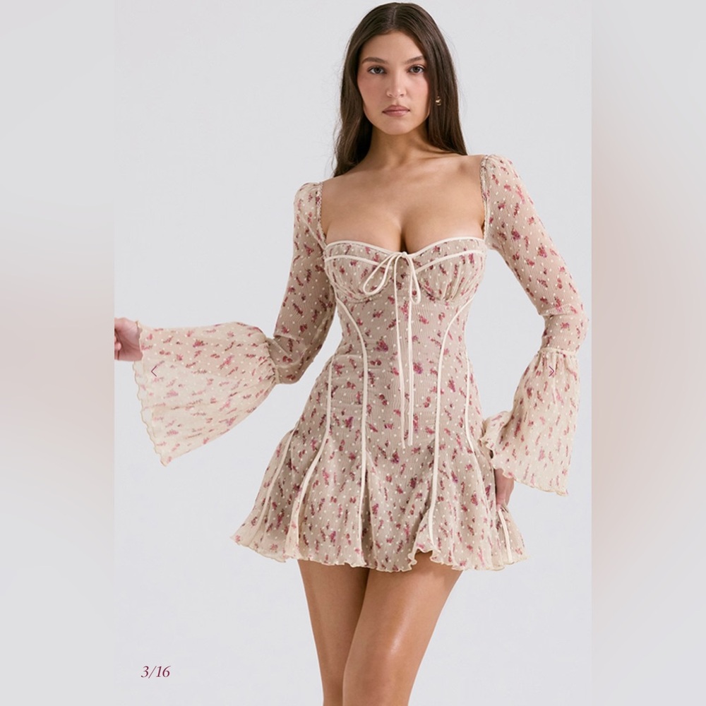 ANALISSA
Vintage Cream Rose Print Corset Mini Dress - Picture 4 of 11